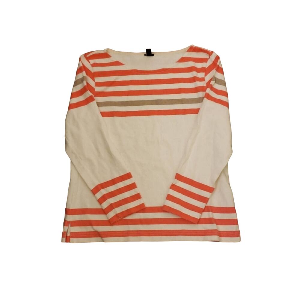 J Crew Neon/White Striped Long Sleeve Top Size Medium